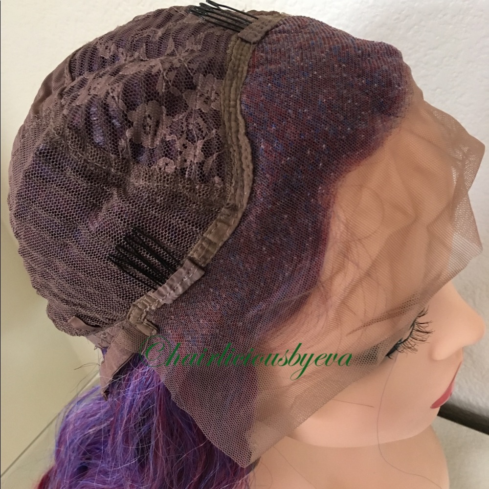 Mixed colors wig Swiss lace front wavy 22” Long - Picture 7 of 8